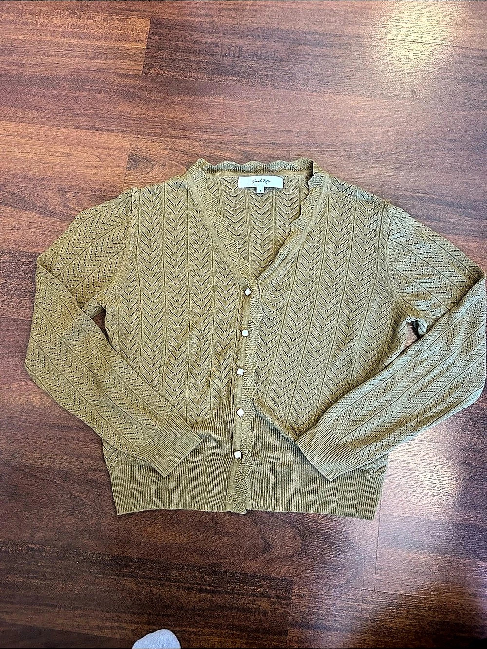 Simple Retro Amira Wave V-neck Cotton Knitted Cardigan Small